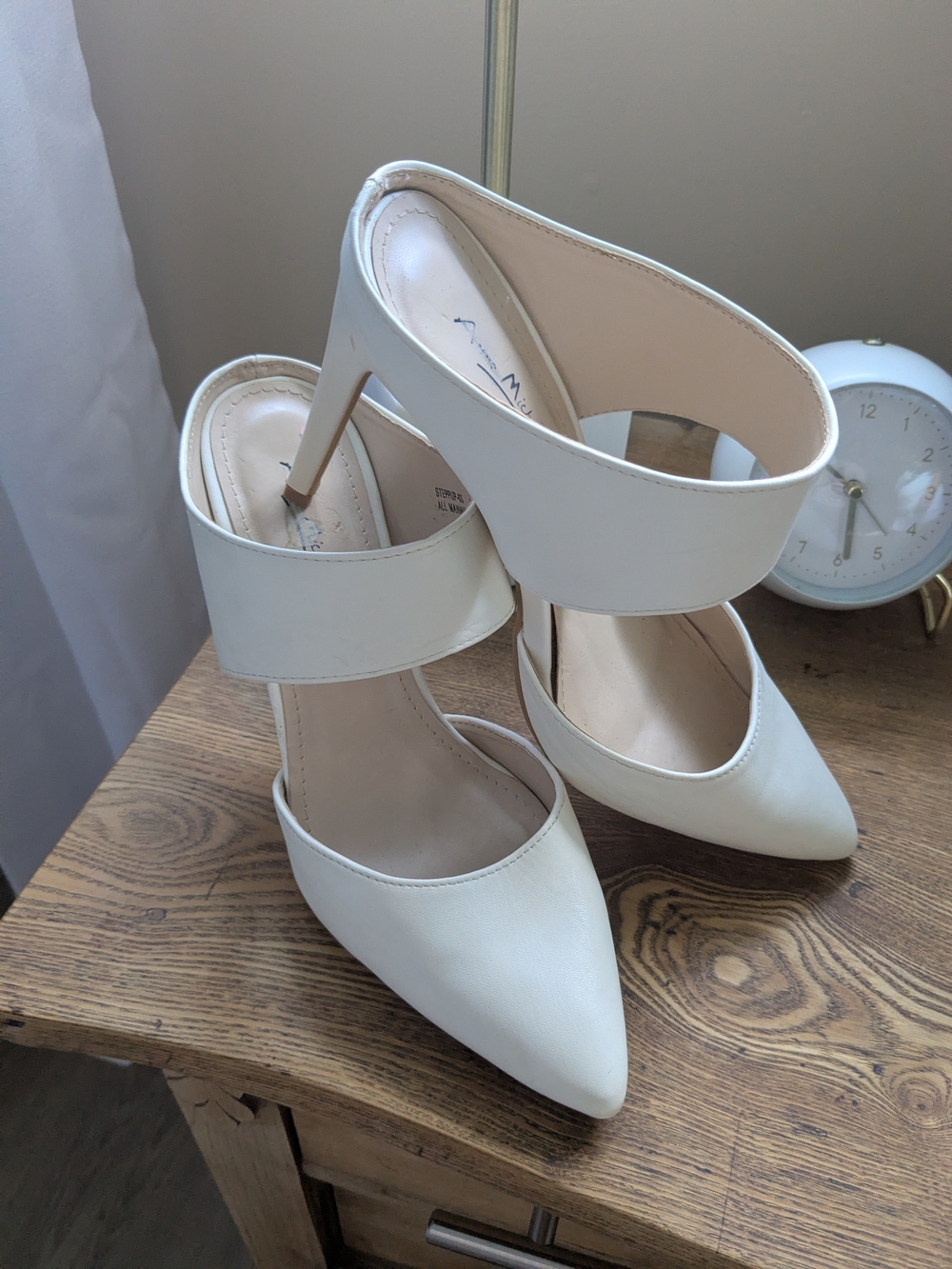 Ann Michell White Pointed-Toe Strap Stiletto Heels